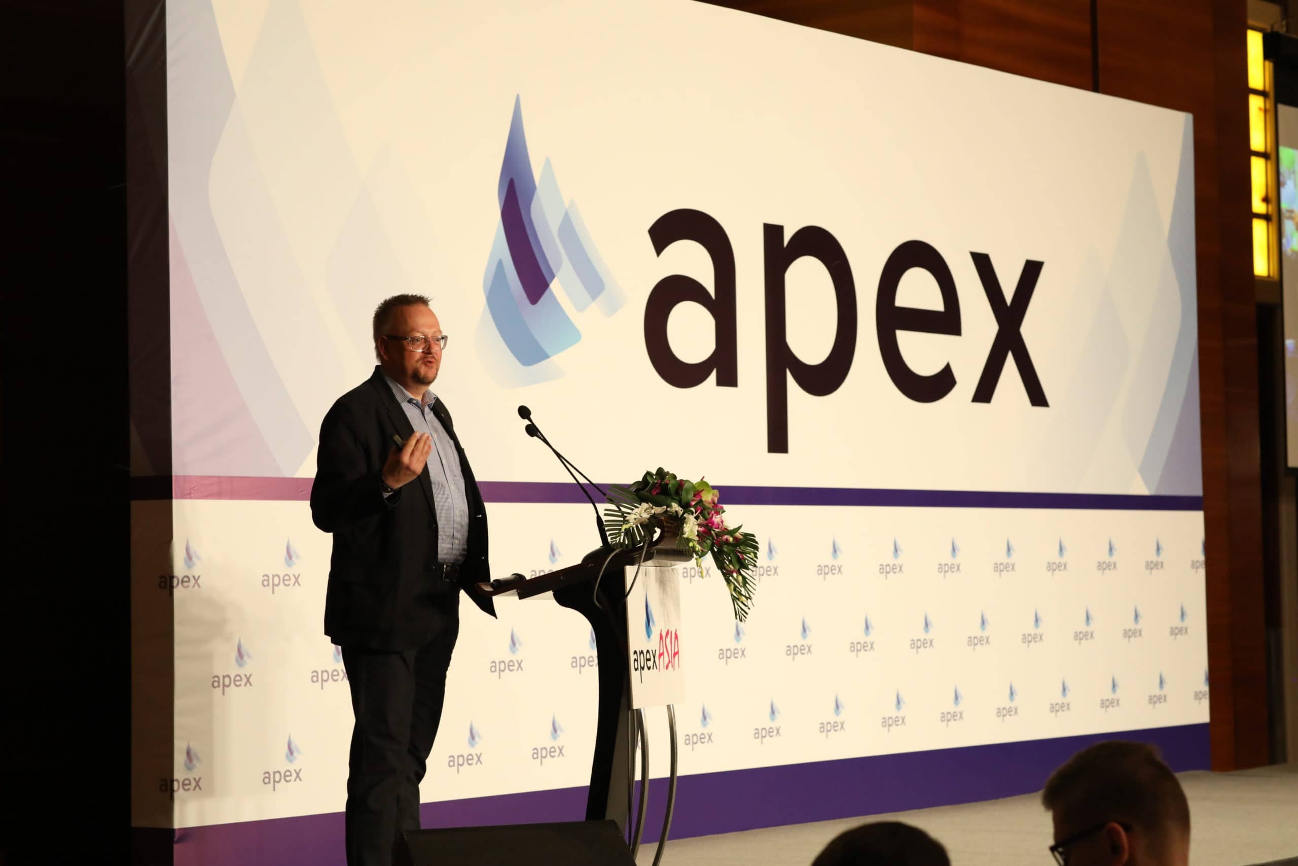 Jon Norris, VP Marketing, FlightPath3D by Betria, onstage at APEX Asia