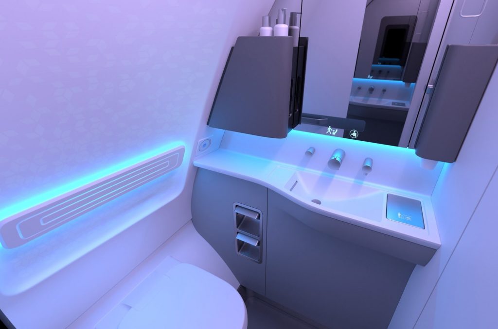 The lavatory in the Airspace A320 cabin. Image via Airbus