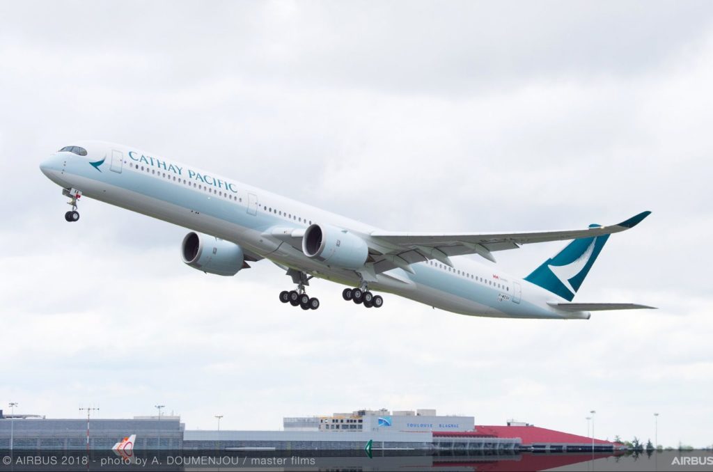 An Airbus A350-1000, the first of which was delivered to Cathay Pacific in June 2018. Image via Airbus