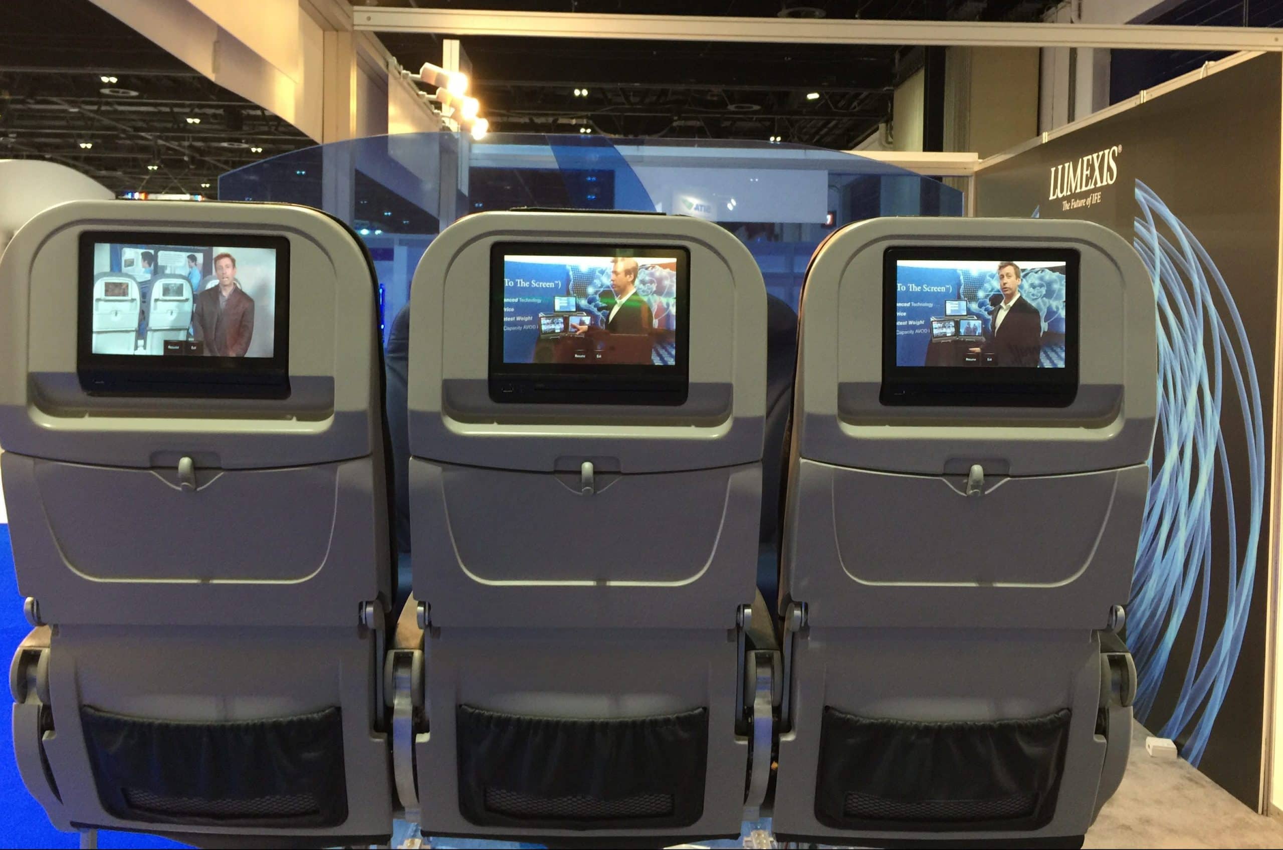 Lumexis' Fiber-To-The-Screen in-flight entertainment solution. Image: Lou Sharkey