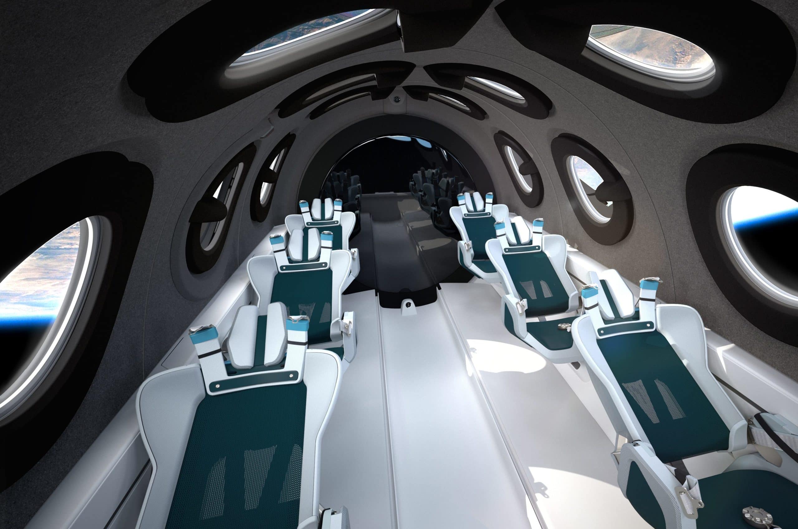 Virgin Galactic Reveals SpaceShipTwo Cabin, With Ceiling Windows, Built-In  Cameras and Seatback Displays - APEX